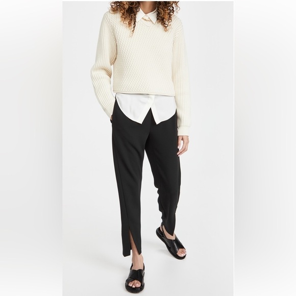 Theory Slit Crepe Drawstring Admiral Crepe Pants in Black - Picture 1 of 7